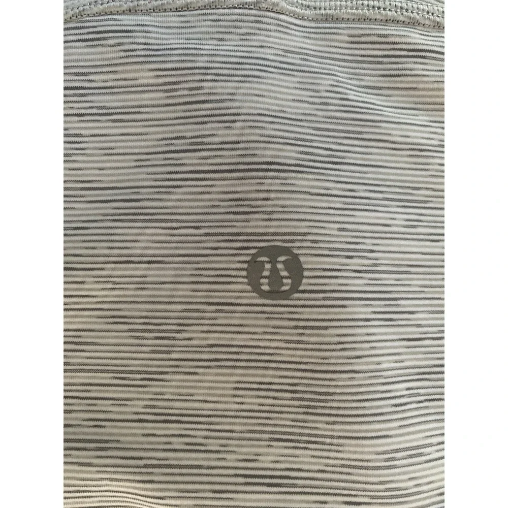 Lululemon Leggings Wunder Under Crop Scallop Hem Gray White Stripes No Tag